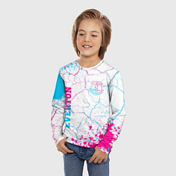 Лонгслив детский Everton neon gradient style вертикально, цвет: 3D-принт — фото 2