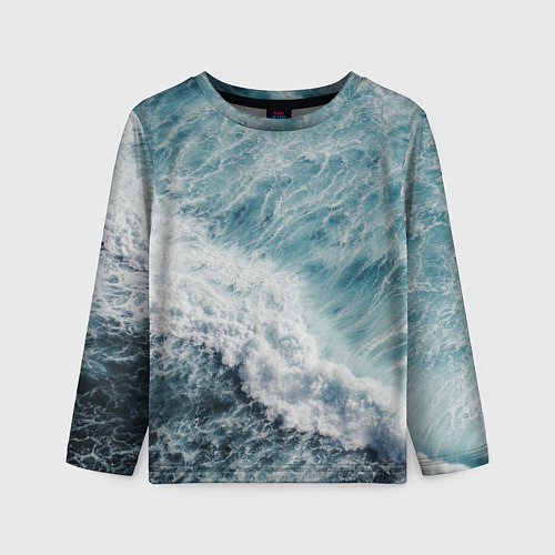 Детский лонгслив Морская бирюзовая волна / 3D-принт – фото 1