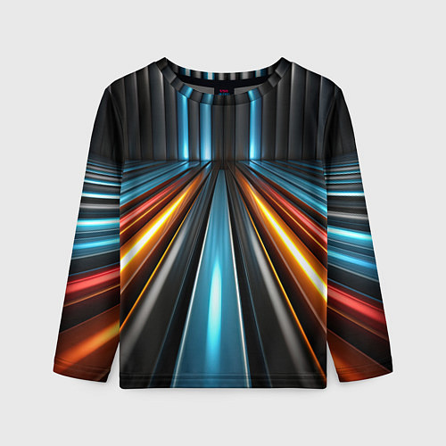 Детский лонгслив Неоновый путь из труб / 3D-принт – фото 1