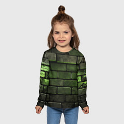 Лонгслив детский Зеленые неоновые кирпичи, цвет: 3D-принт — фото 2