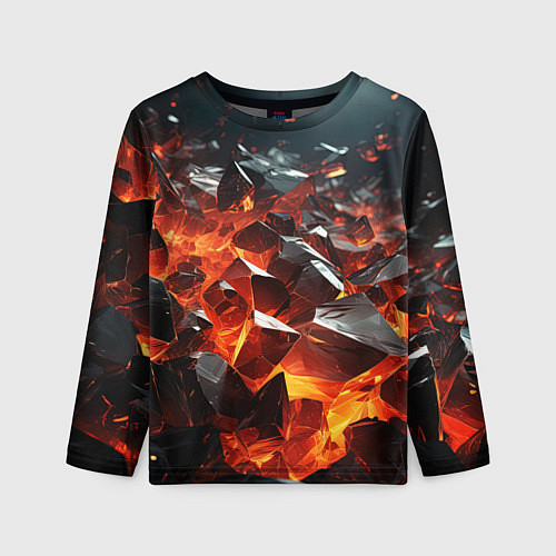 Детский лонгслив Взрыв камней в красном неоне / 3D-принт – фото 1
