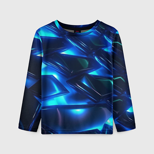 Детский лонгслив Синие абстрактные неоновые плиты / 3D-принт – фото 1