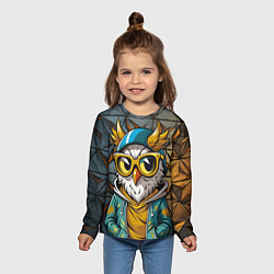 Лонгслив детский Модная сова и стальной фон, цвет: 3D-принт — фото 2