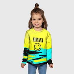 Лонгслив детский Nirvana краски кислотные, цвет: 3D-принт — фото 2