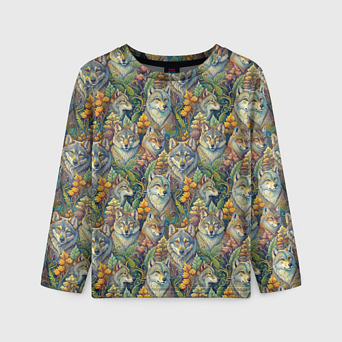 Детский лонгслив Волки паттерн / 3D-принт – фото 1