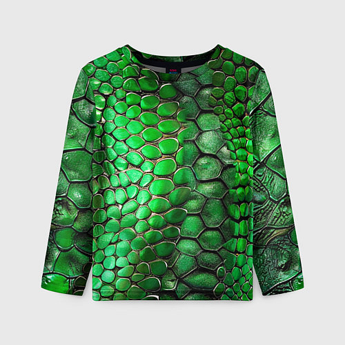 Детский лонгслив Зеленая змеиная кожа / 3D-принт – фото 1