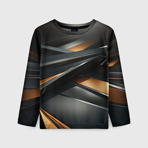 Детский лонгслив Черная абстракция геометрия / 3D-принт – фото 1