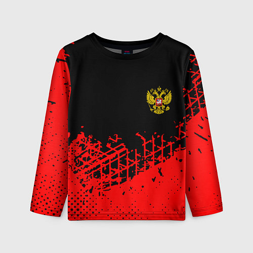 Детский лонгслив Россия герб красные краски / 3D-принт – фото 1
