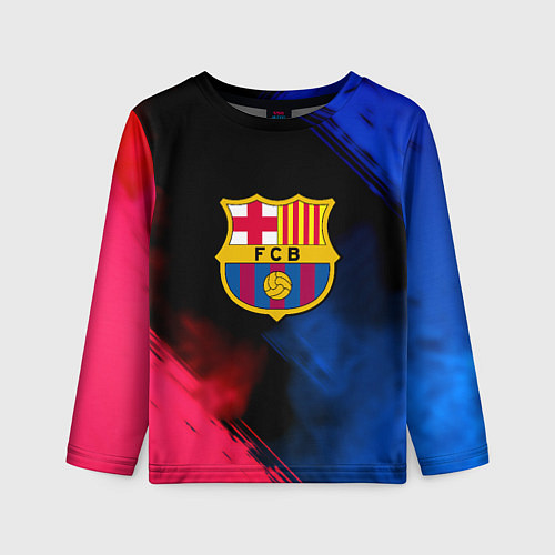 Детский лонгслив Barcelona fc club gradient smoke / 3D-принт – фото 1
