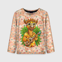 Детский лонгслив Жираф играет на гитаре