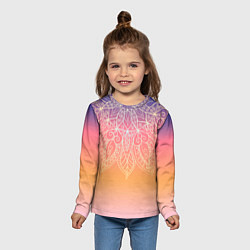Лонгслив детский Сине-оранжевый градиент с узором мандала, цвет: 3D-принт — фото 2