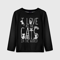 Детский лонгслив Я люблю всех котов в мире