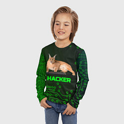 Лонгслив детский Кот Шлепа хакер, цвет: 3D-принт — фото 2