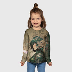 Лонгслив детский Девушка в зелёной броне, цвет: 3D-принт — фото 2