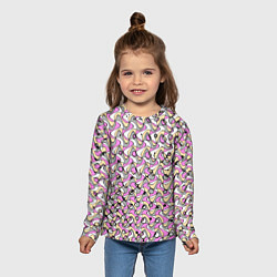 Лонгслив детский Абстрактный узор серо-розовый, цвет: 3D-принт — фото 2