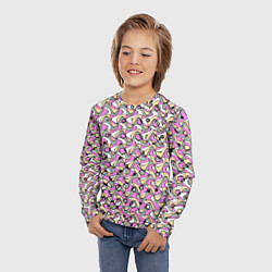 Лонгслив детский Абстрактный узор серо-розовый, цвет: 3D-принт — фото 2