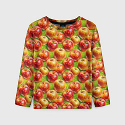 Лонгслив детский Вкусные яблоки паттерн, цвет: 3D-принт
