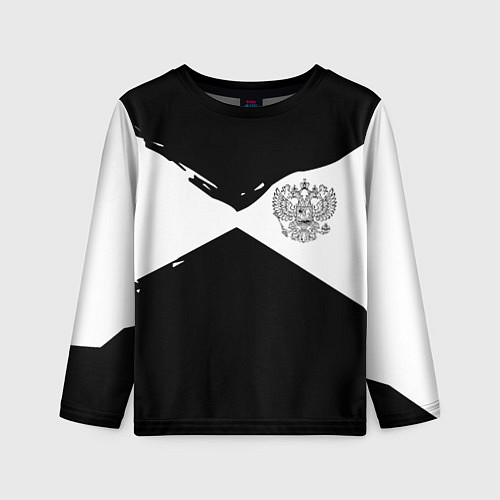 Детский лонгслив Герб рф абстрактные краски / 3D-принт – фото 1