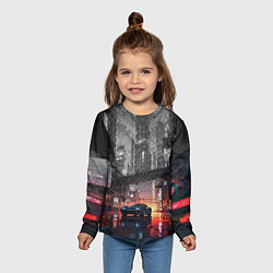 Лонгслив детский Спорткар на ночной улице, цвет: 3D-принт — фото 2
