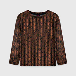 Детский лонгслив Волнистая текстура чёрно-коричневый