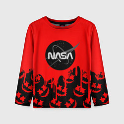 Детский лонгслив Marshmello x Nasa red