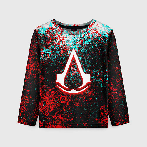 Детский лонгслив Assassins Creed logo glitch / 3D-принт – фото 1