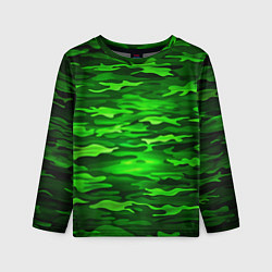 Детский лонгслив Зелёные водоросли-камуфляж
