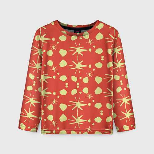 Детский лонгслив Лимонные пятна на красном цвете Фиеста / 3D-принт – фото 1