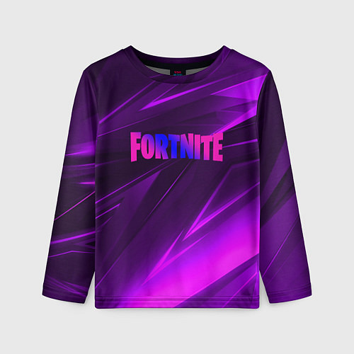 Детский лонгслив Fortnite neon stripes angles logo / 3D-принт – фото 1