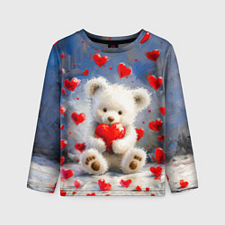 Лонгслив детский Медвежонок с сердечками, цвет: 3D-принт