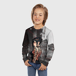 Лонгслив детский Татуированная брюнетка, цвет: 3D-принт — фото 2