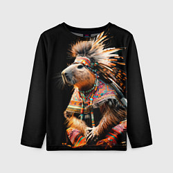 Детский лонгслив Капибара этнический индеец