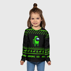 Лонгслив детский Among us зелёный, цвет: 3D-принт — фото 2