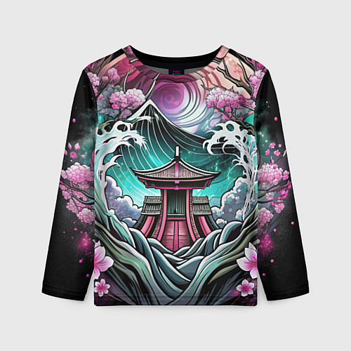 Детский лонгслив Японский пейзаж природа / 3D-принт – фото 1