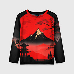 Детский лонгслив Красный закат и горы