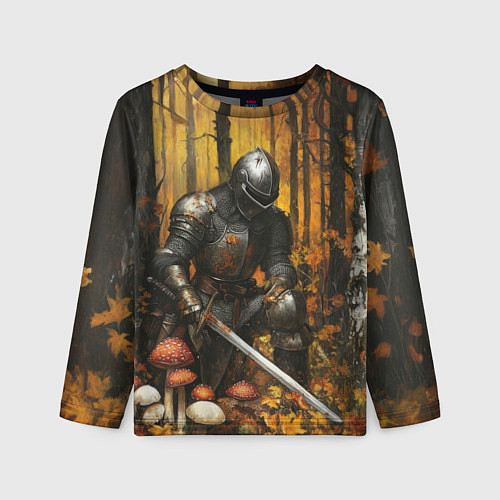 Детский лонгслив Воин в осеннем лесу / 3D-принт – фото 1