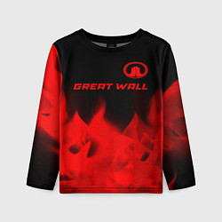 Детский лонгслив Great Wall - red gradient посередине