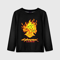 Детский лонгслив Cyberpunk 2077 fire logo