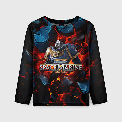 Детский лонгслив Warhammer 40000 space marine 2 ультрамарин в броне / 3D-принт – фото 1