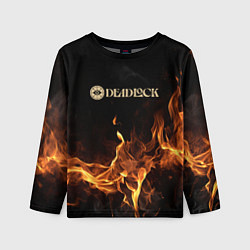 Детский лонгслив Deadlock logo на фоне огня