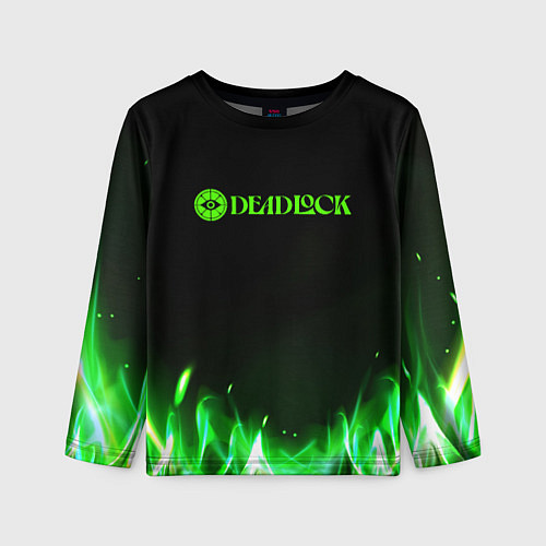 Детский лонгслив Deadlock logo зеленый огонь / 3D-принт – фото 1