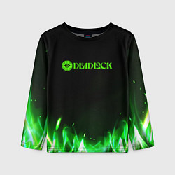 Детский лонгслив Deadlock logo зеленый огонь