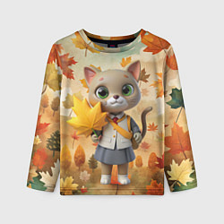 Детский лонгслив Кошечка школьница