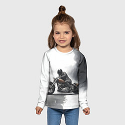 Лонгслив детский Крутой байкер скетч, цвет: 3D-принт — фото 2