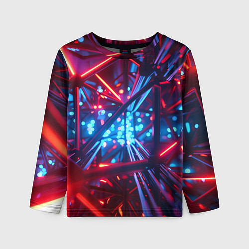 Детский лонгслив Неоновые трубки / 3D-принт – фото 1