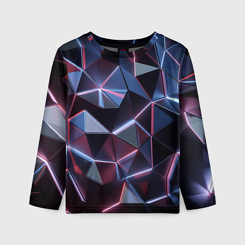 Детский лонгслив Неоновые геометрические плиты / 3D-принт – фото 1