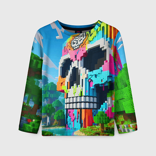 Детский лонгслив Minecraft skull - ai art fantasy / 3D-принт – фото 1