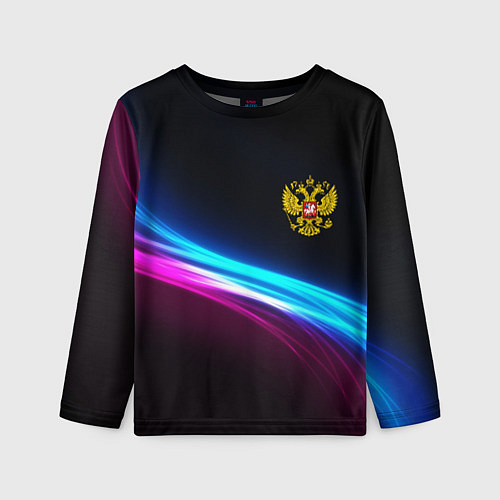 Детский лонгслив Россия неоновые волны / 3D-принт – фото 1