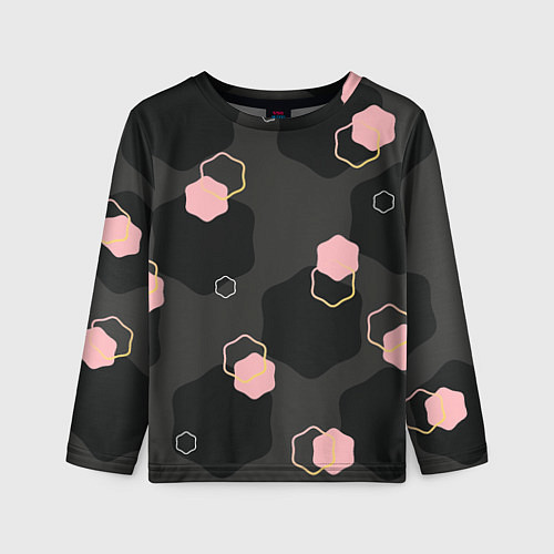Детский лонгслив Геометрия на темном фоне / 3D-принт – фото 1