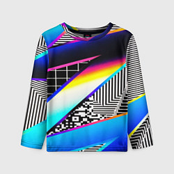 Детский лонгслив Neon stripes geometry